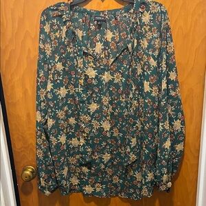Torrid Green Floral Blouse